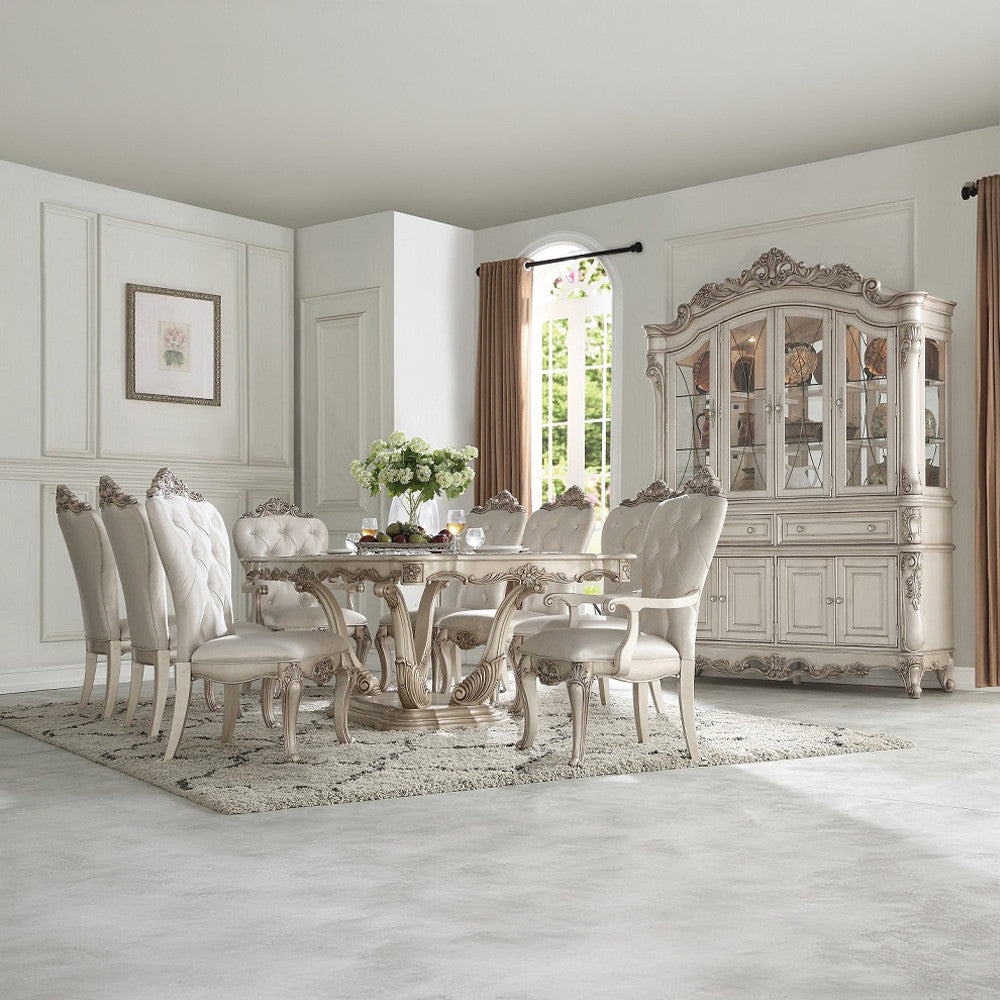ACME 67440 Gorsedd Dining Table with Pedestal, Antique White (1Set/2Ctn)