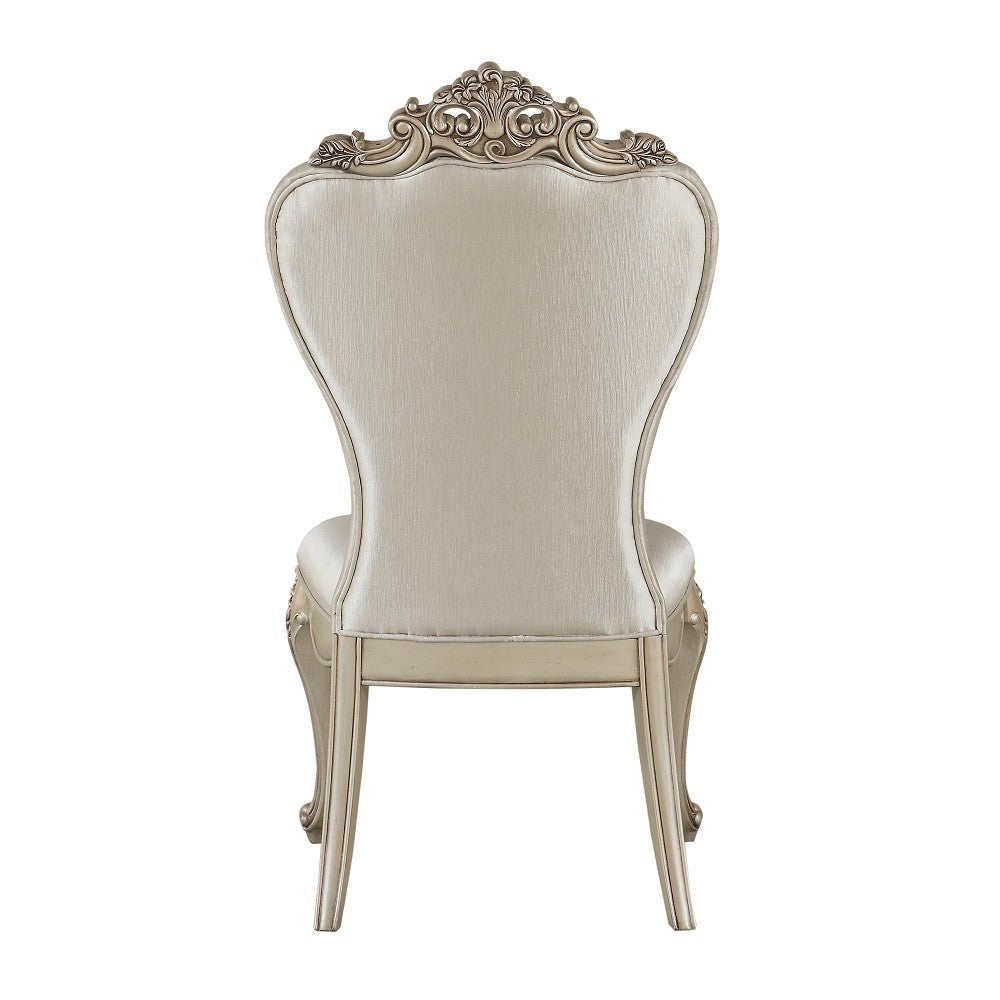 ACME 67442 Gorsedd Side Chair (Set-2), Cream Fabric & Antique White