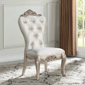 ACME 67442 Gorsedd Side Chair (Set-2), Cream Fabric & Antique White