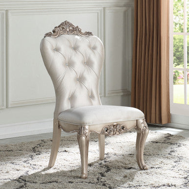 ACME 67442 Gorsedd Side Chair (Set-2), Cream Fabric & Antique White