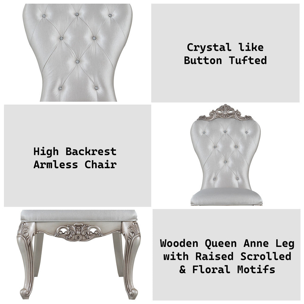 ACME 67442 Gorsedd Side Chair (Set-2), Cream Fabric & Antique White