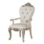 ACME 67443 Gorsedd Arm Chair (Set-2), Cream Fabric & Antique White