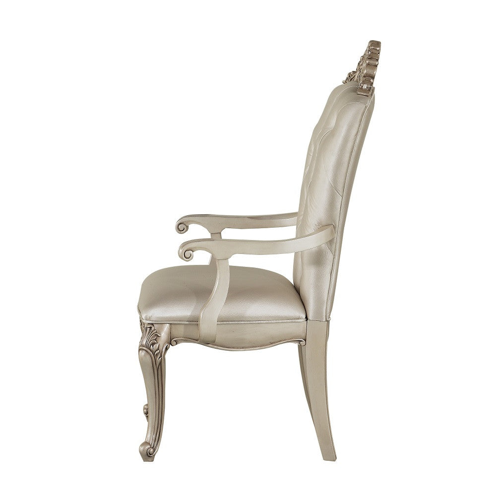 ACME 67443 Gorsedd Arm Chair (Set-2), Cream Fabric & Antique White