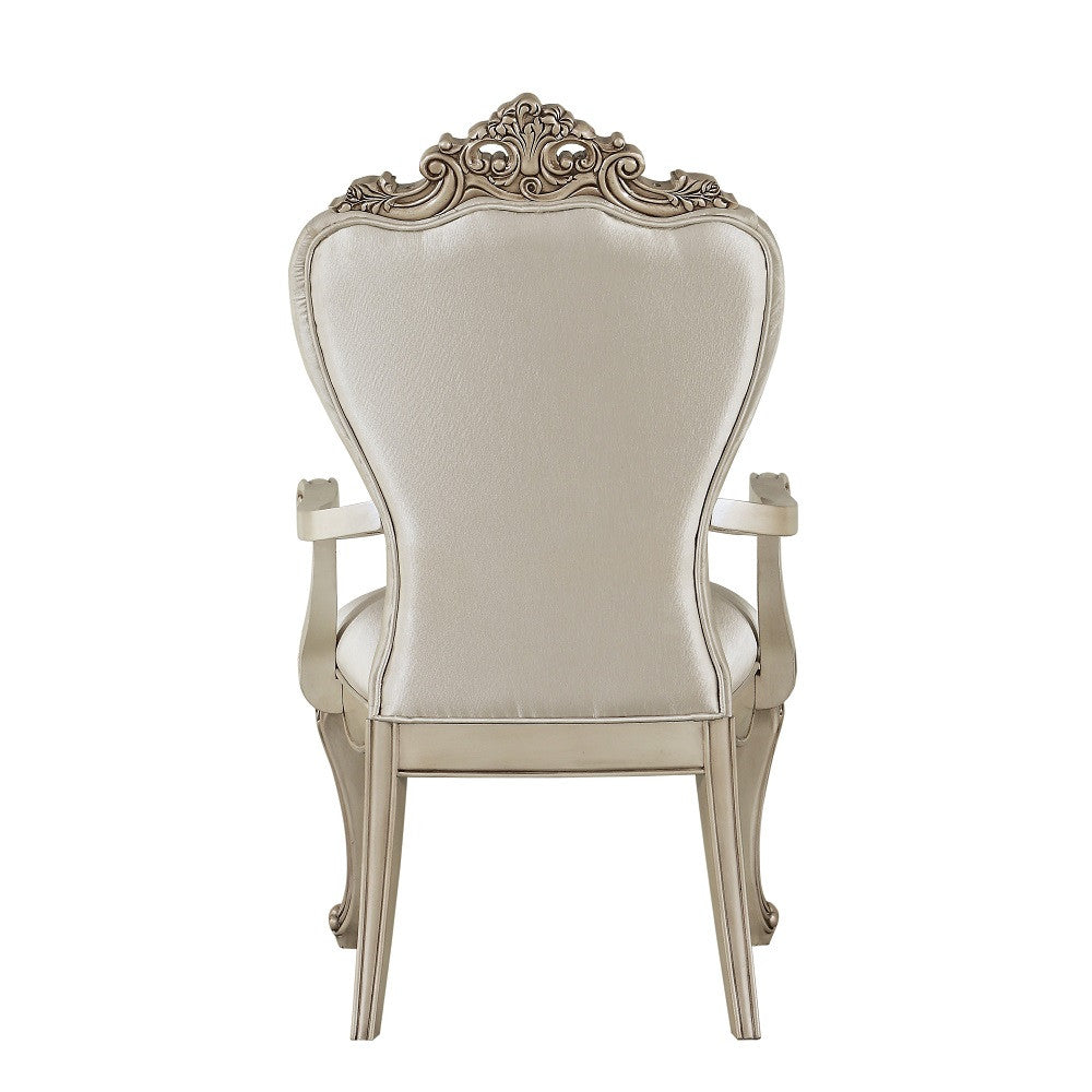 ACME 67443 Gorsedd Arm Chair (Set-2), Cream Fabric & Antique White