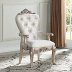 ACME 67443 Gorsedd Arm Chair (Set-2), Cream Fabric & Antique White