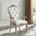 ACME 67443 Gorsedd Arm Chair (Set-2), Cream Fabric & Antique White