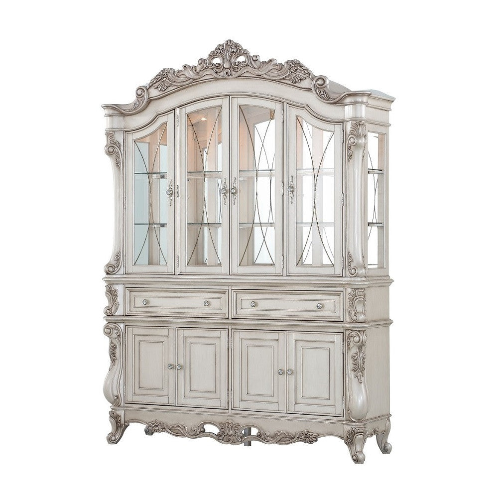 ACME 67444 Gorsedd Hutch & Buffet, Antique White (1Set/2Ctn)