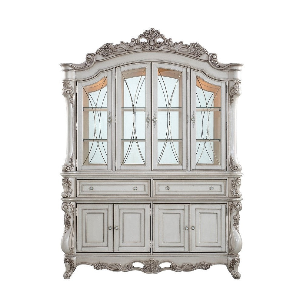 ACME 67444 Gorsedd Hutch & Buffet, Antique White (1Set/2Ctn)