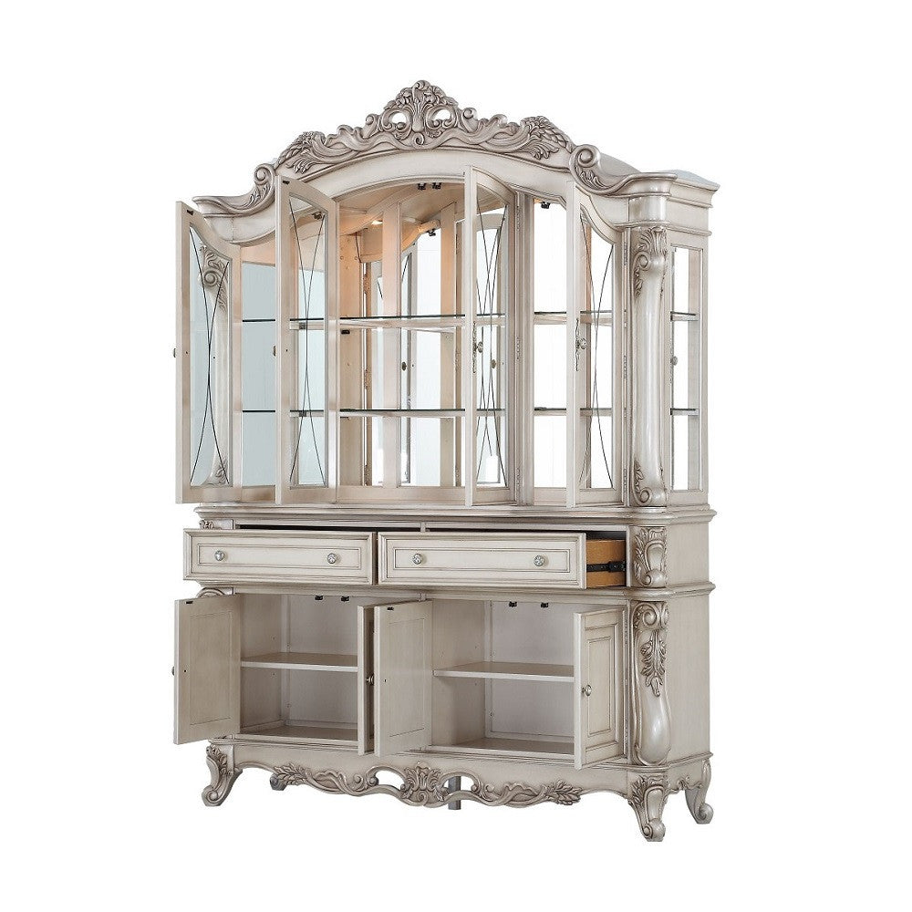 ACME 67444 Gorsedd Hutch & Buffet, Antique White (1Set/2Ctn)