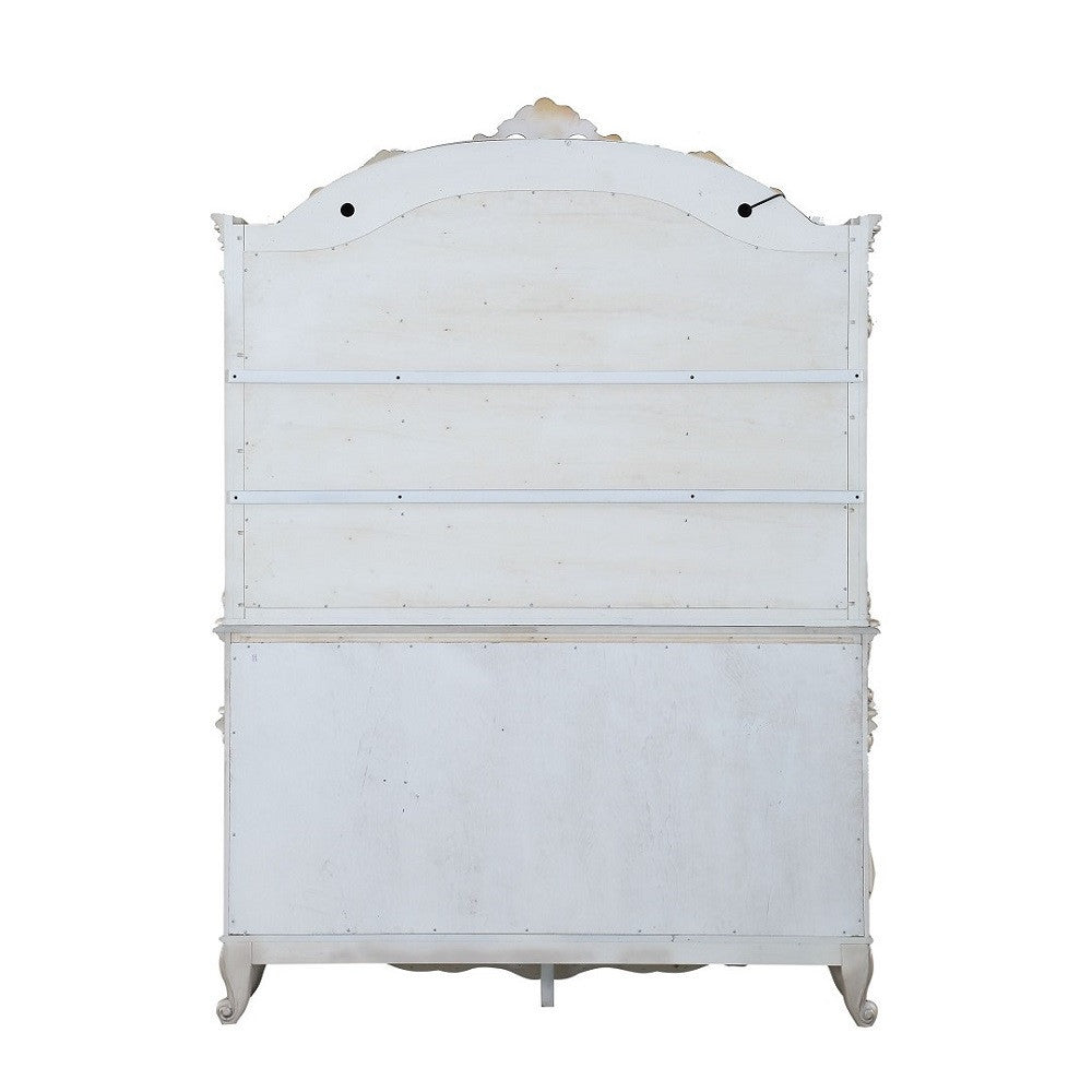 ACME 67444 Gorsedd Hutch & Buffet, Antique White (1Set/2Ctn)