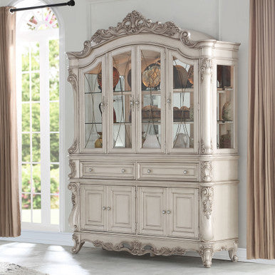 ACME 67444 Gorsedd Hutch & Buffet, Antique White (1Set/2Ctn)