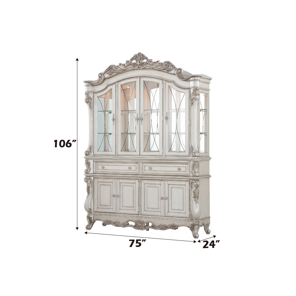 ACME 67444 Gorsedd Hutch & Buffet, Antique White (1Set/2Ctn)