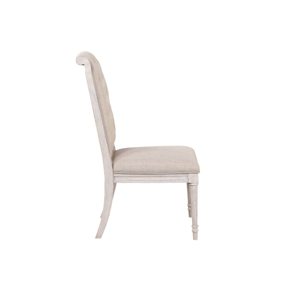 ACME 67532 Wynsor Side Chair (Set-2), Fabric & Antique Champagne