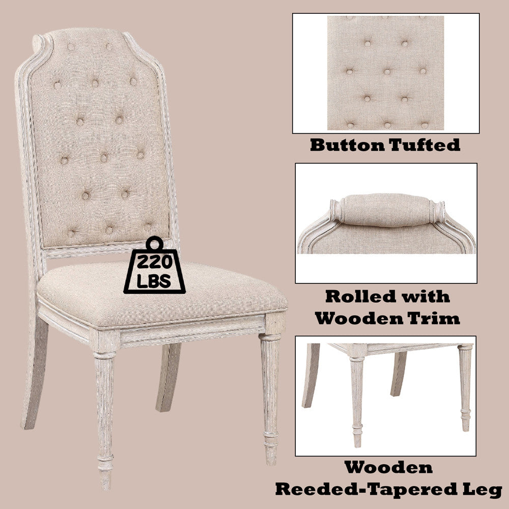 ACME 67532 Wynsor Side Chair (Set-2), Fabric & Antique Champagne