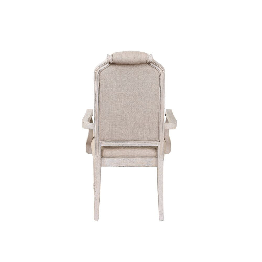 ACME 67533 Wynsor Arm Chair (Set-2), Fabric & Antique Champagne