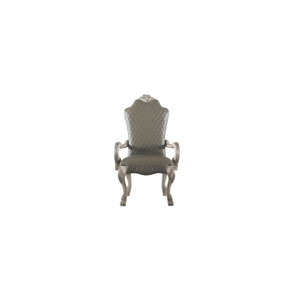 ACME 68173 Dresden Arm Chair (Set-2), Vintage Bone White & PU