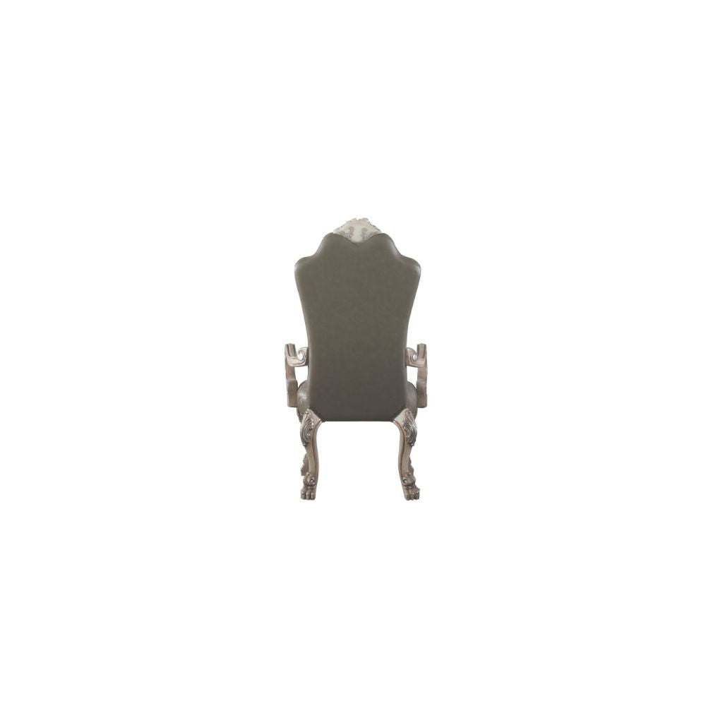 ACME 68173 Dresden Arm Chair (Set-2), Vintage Bone White & PU