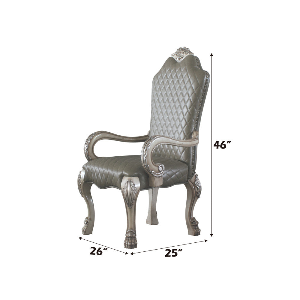 ACME 68173 Dresden Arm Chair (Set-2), Vintage Bone White & PU