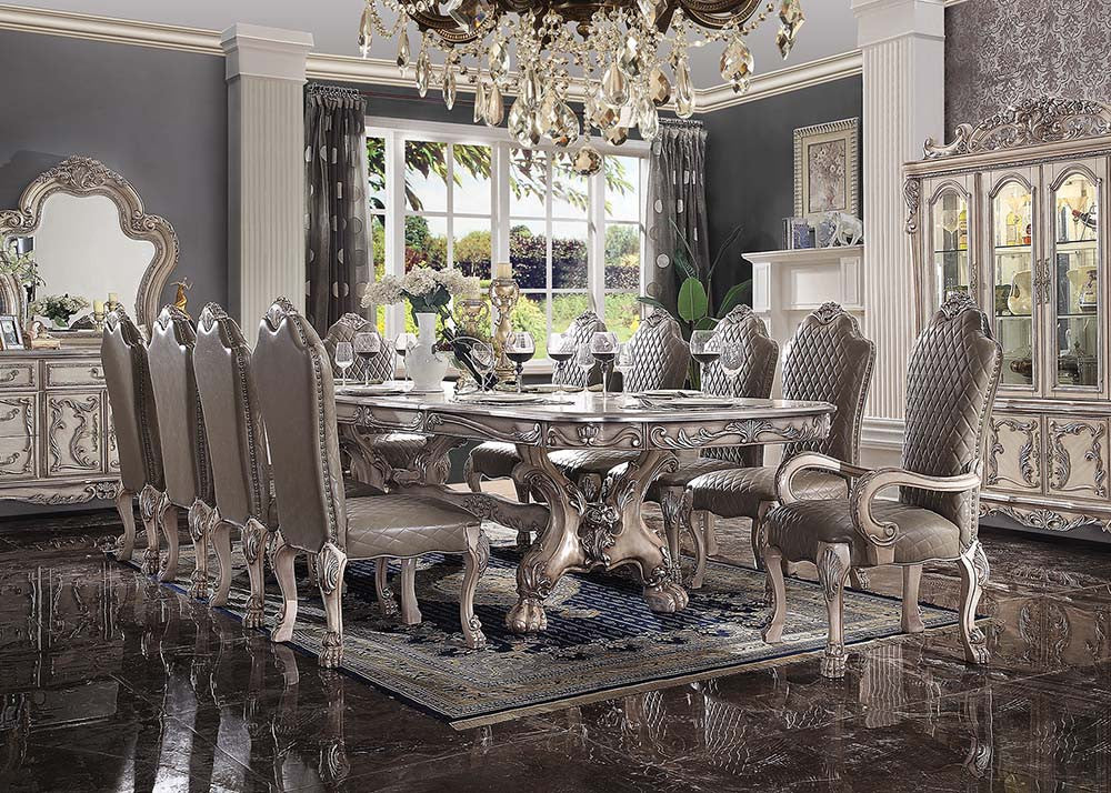 ACME 68175 Dresden Dining Table (108"L), Vintage Bone White