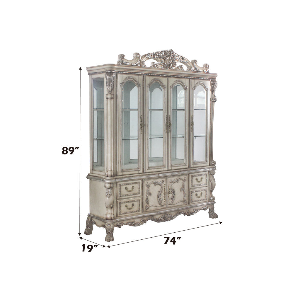 ACME 68177 Dresden Hutch & Buffet, Vintage Bone White