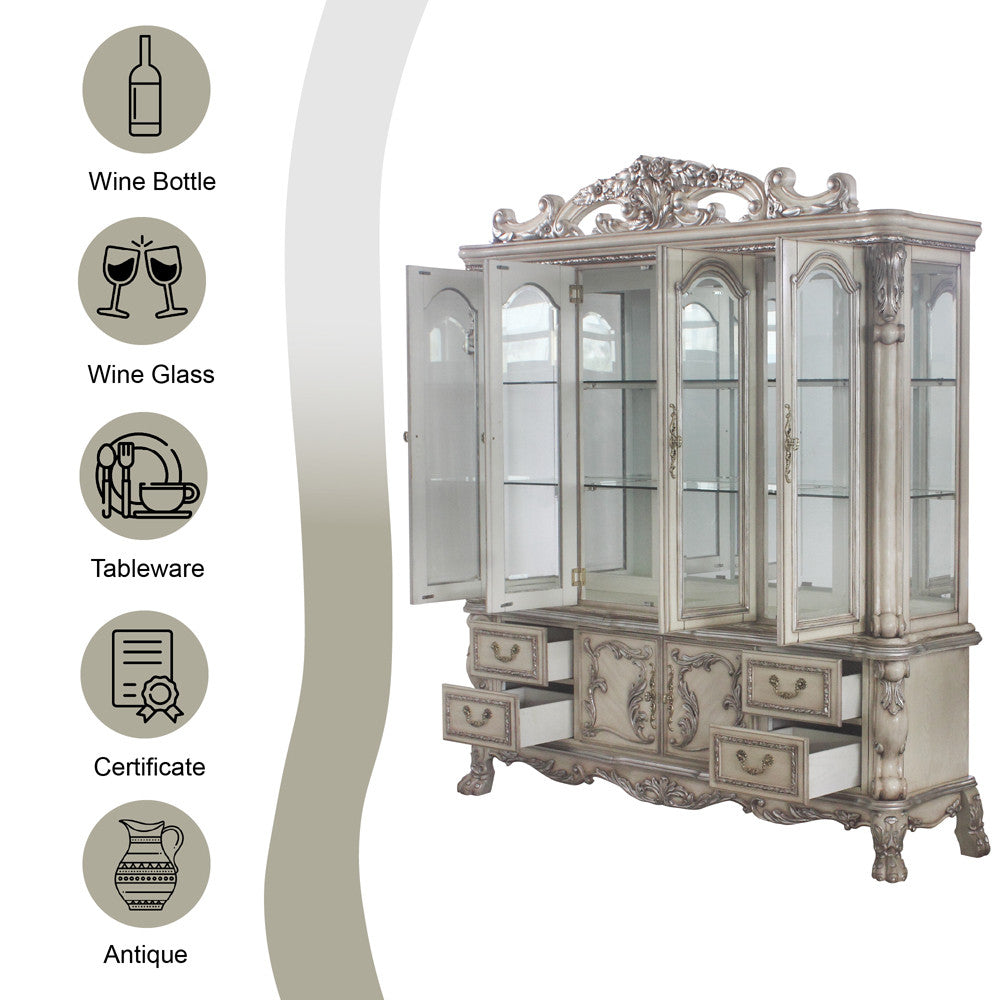 ACME 68177 Dresden Hutch & Buffet, Vintage Bone White