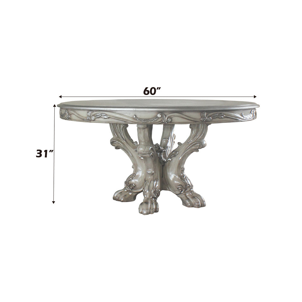 ACME 68180 Dresden Dining Table (Round), Vintage Bone White
