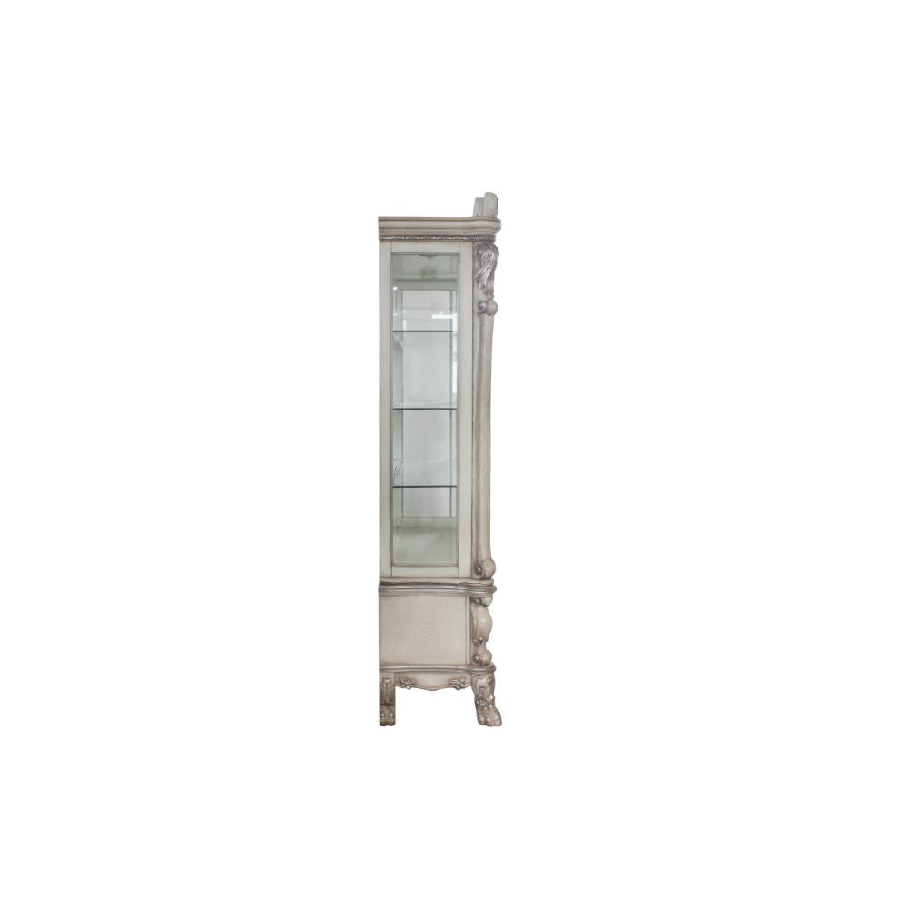 ACME 68182 Dresden Curio Cabinet, Vintage Bone White
