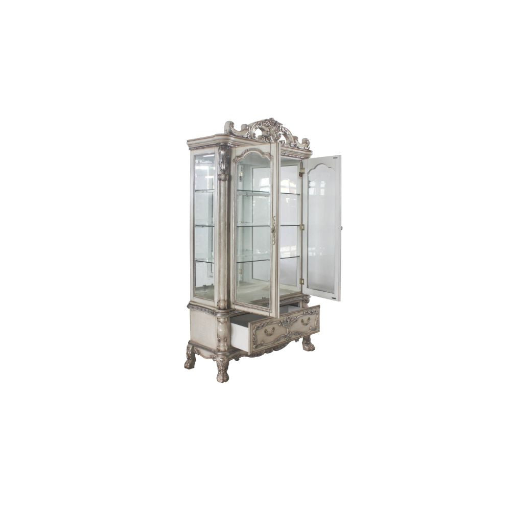 ACME 68182 Dresden Curio Cabinet, Vintage Bone White