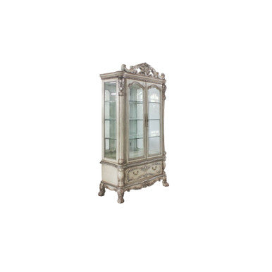 ACME 68182 Dresden Curio Cabinet, Vintage Bone White