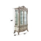 ACME 68182 Dresden Curio Cabinet, Vintage Bone White