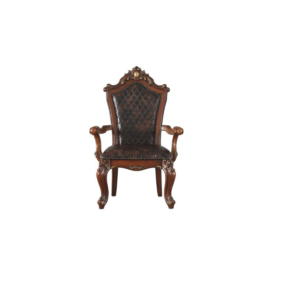 ACME 68223 Picardy Arm Chair (Set-2), Cherry Oak & PU