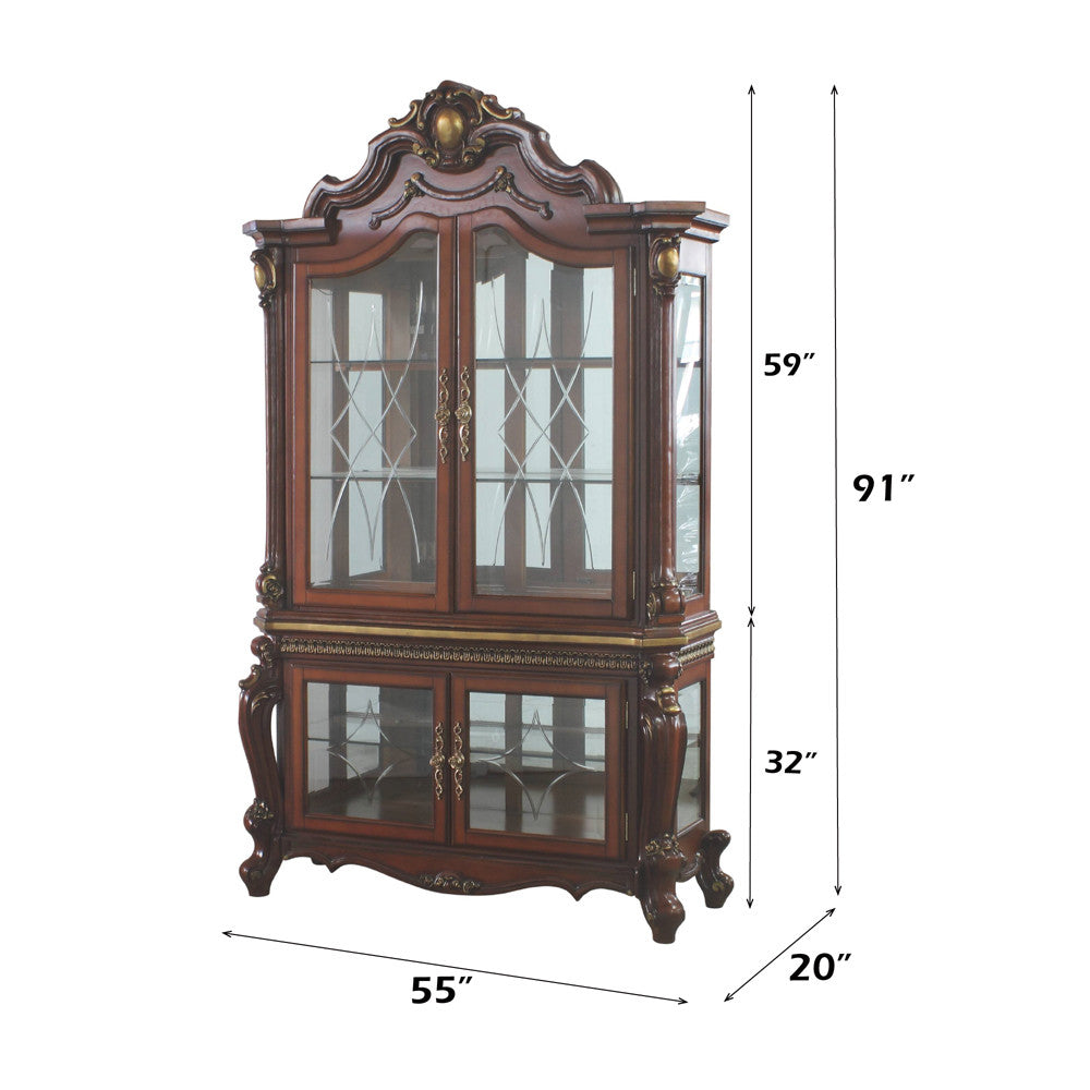 ACME 68229 Picardy Curio Cabinet, Cherry Oak