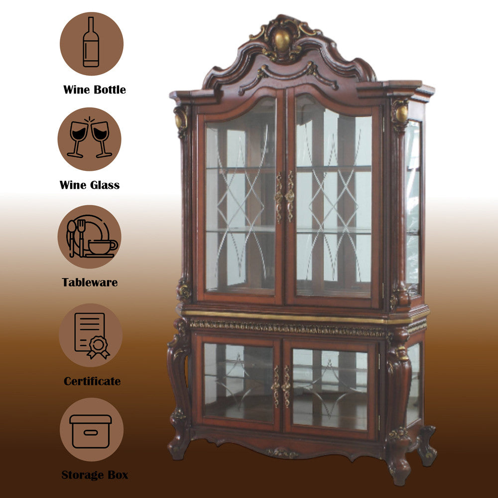 ACME 68229 Picardy Curio Cabinet, Cherry Oak