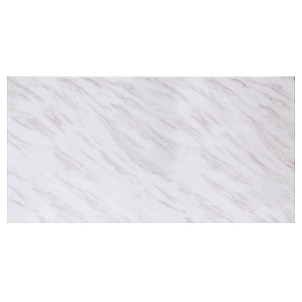 ACME 68250 Zander Dining Table, White Printed Faux Marble & Mirrored Silver Finish