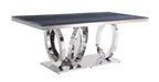 ACME 68255 Nasir Dining Table, Gray Printed Faux Marble & Mirrored Silver Finish