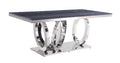 ACME 68255 Nasir Dining Table, Gray Printed Faux Marble & Mirrored Silver Finish