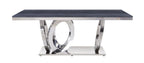 ACME 68255 Nasir Dining Table, Gray Printed Faux Marble & Mirrored Silver Finish