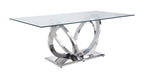 ACME 68260 Finley Dining Table, Clear Glass & Mirrored Silver Finish