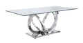 ACME 68260 Finley Dining Table, Clear Glass & Mirrored Silver Finish