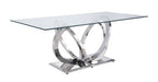 ACME 68260 Finley Dining Table, Clear Glass & Mirrored Silver Finish