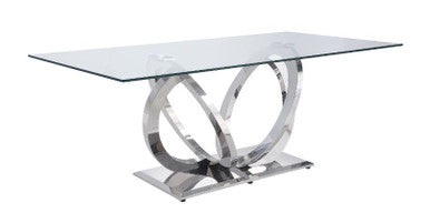 ACME 68260 Finley Dining Table, Clear Glass & Mirrored Silver Finish
