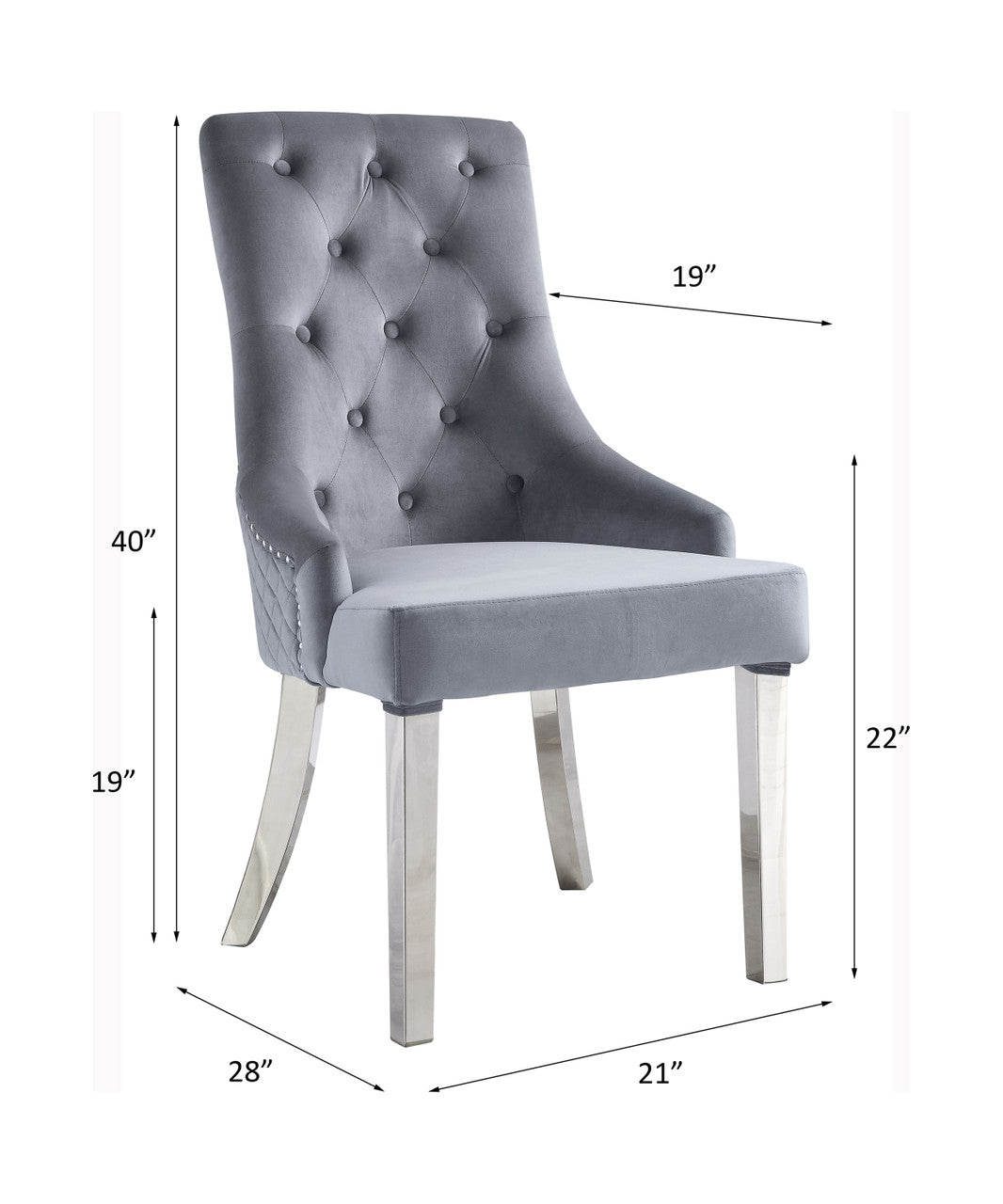 ACME 68264 Satinka Side Chair, Gray Fabric & Mirrored Silver Finish