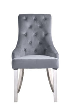 ACME 68264 Satinka Side Chair, Gray Fabric & Mirrored Silver Finish
