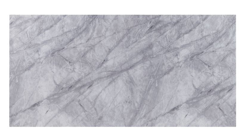 ACME 68265 Satinka Dining Table, Light Gray Printed Faux Marble & Mirrored Silver Finish