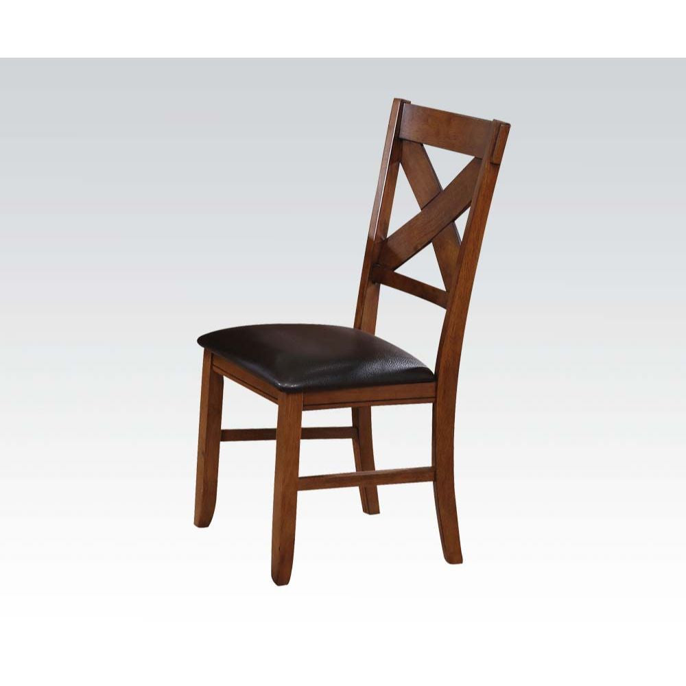ACME 70003 Apollo Side Chair (Set-2), Espresso PU & Walnut