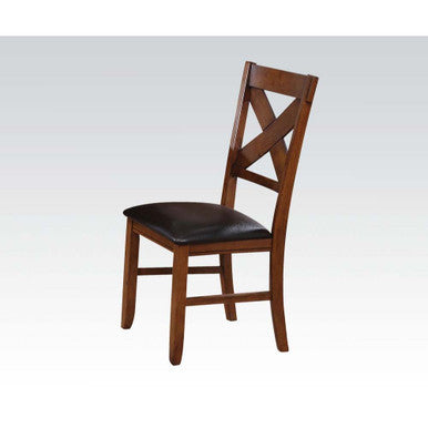 ACME 70003 Apollo Side Chair (Set-2), Espresso PU & Walnut