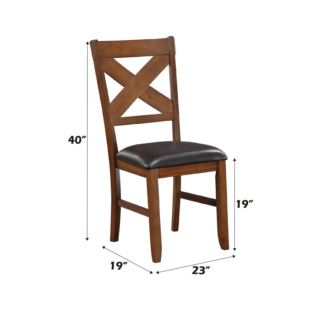 ACME 70003 Apollo Side Chair (Set-2), Espresso PU & Walnut