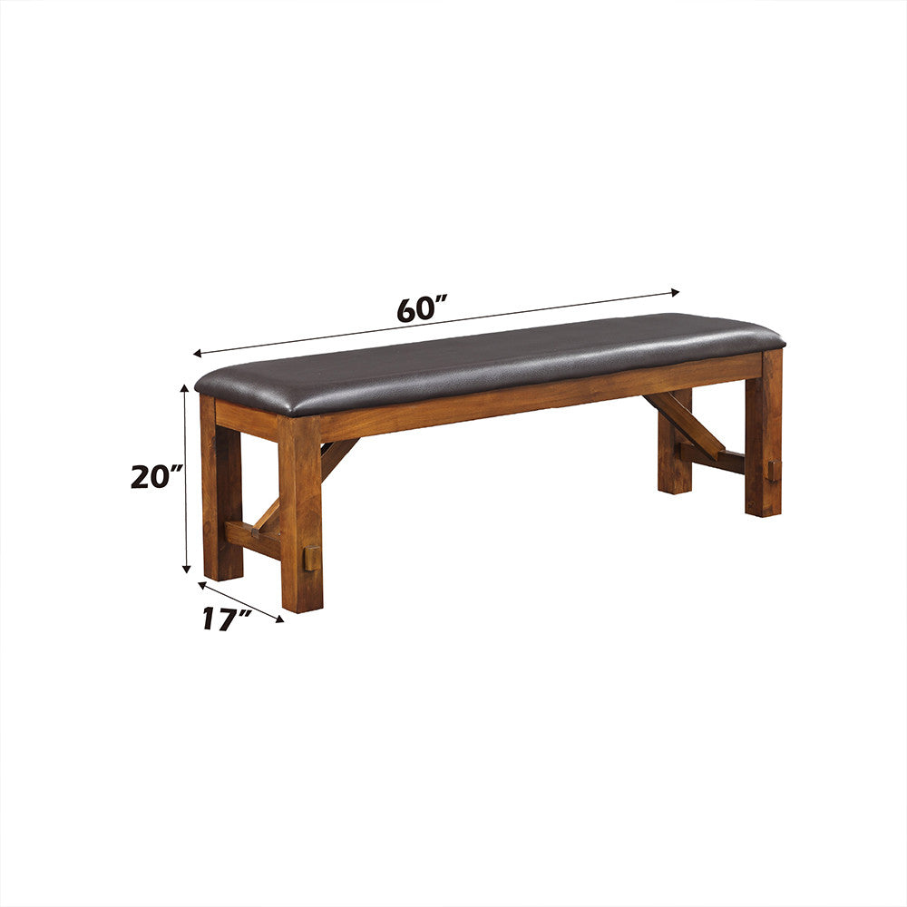 ACME 70004 Apollo Bench, Espresso PU & Walnut