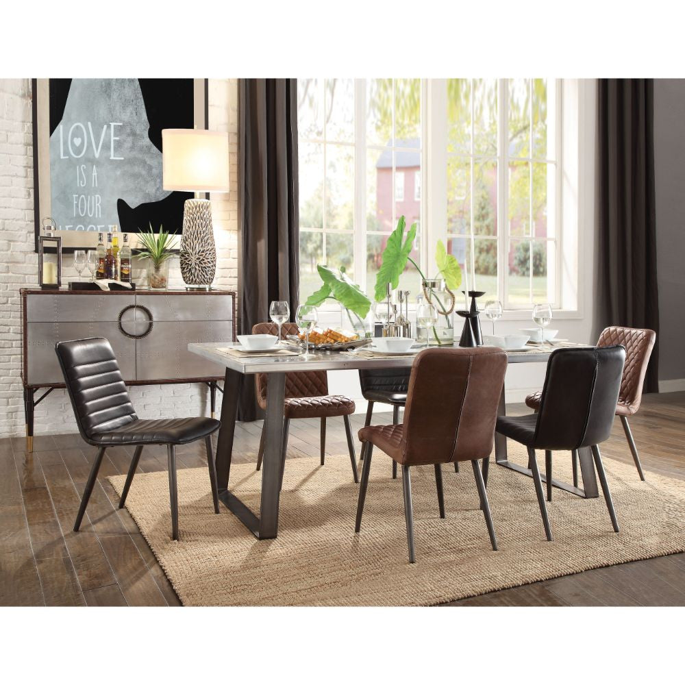 ACME 70105 Kaylia Dining Table, Aluminum & Gunmetal