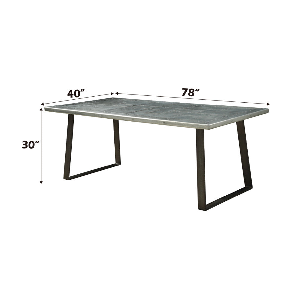 ACME 70105 Kaylia Dining Table, Aluminum & Gunmetal
